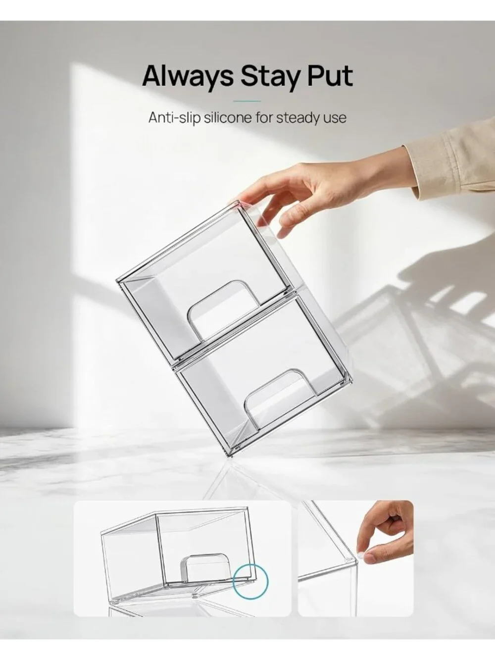 New 4 Pack Clear Stackable Storage Drawers Acrylic Makeup Vanity Organizer Bins